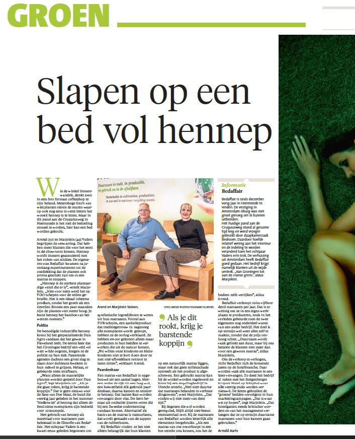 Noordhollands Dagblad Bedaffair's biologisch hennep in de krant